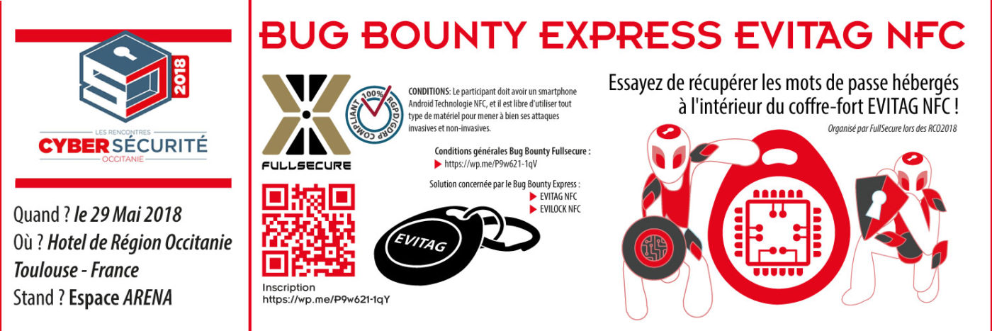 Banner fullsecure du Bug Bounty Express d'EVITAG NFC lors des Rrencontres Cybersécurité d'Occitanie le 29 mai 2108